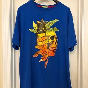 Robert Graham 2XL Graphic Skull Print Blue T-Shirt Short Sleeve Crew Neck